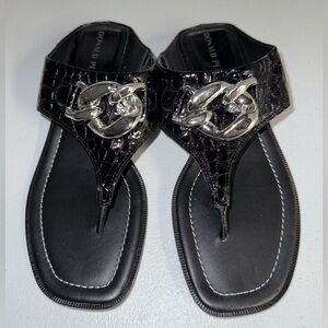 Donald Pliner Louise leather slip-on croc patent sandals size 8